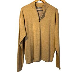 Peter Millar Crown Sport Mens‎ XL Beige 1/4 Zip Pullover Sweater Office Casual